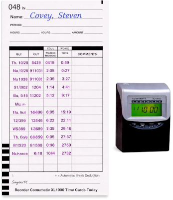 XL1000 time cards in stock